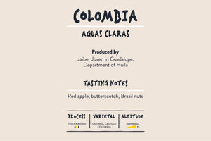 Colombian aguas claras information card