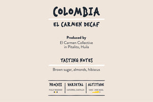 colombia el carmen sugarcane decaffeinated information card 