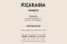 Load image into Gallery viewer, Nicaragua Mozonte Speciality Coffee Info Card
